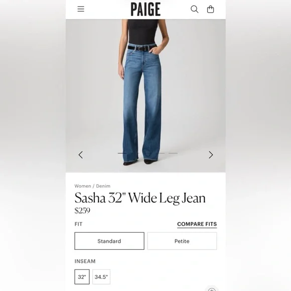 PAIGE SASHA Size: 26 NWOT
Color: Stefania Distressed
Inseam: 32" - Picture 5 of 11